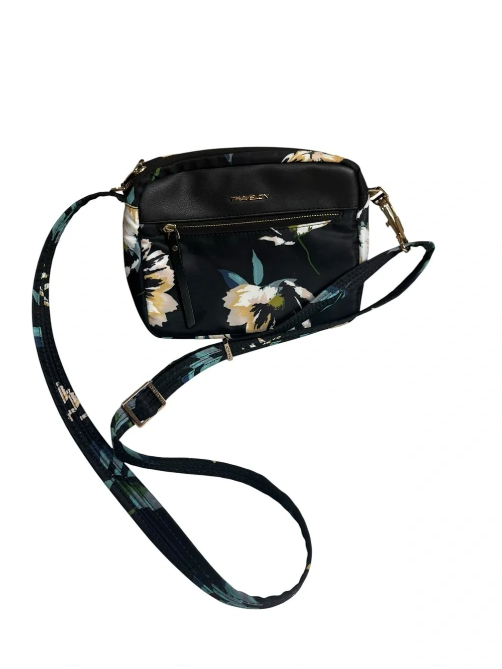 Travelon Addison Black Floral Crossbody